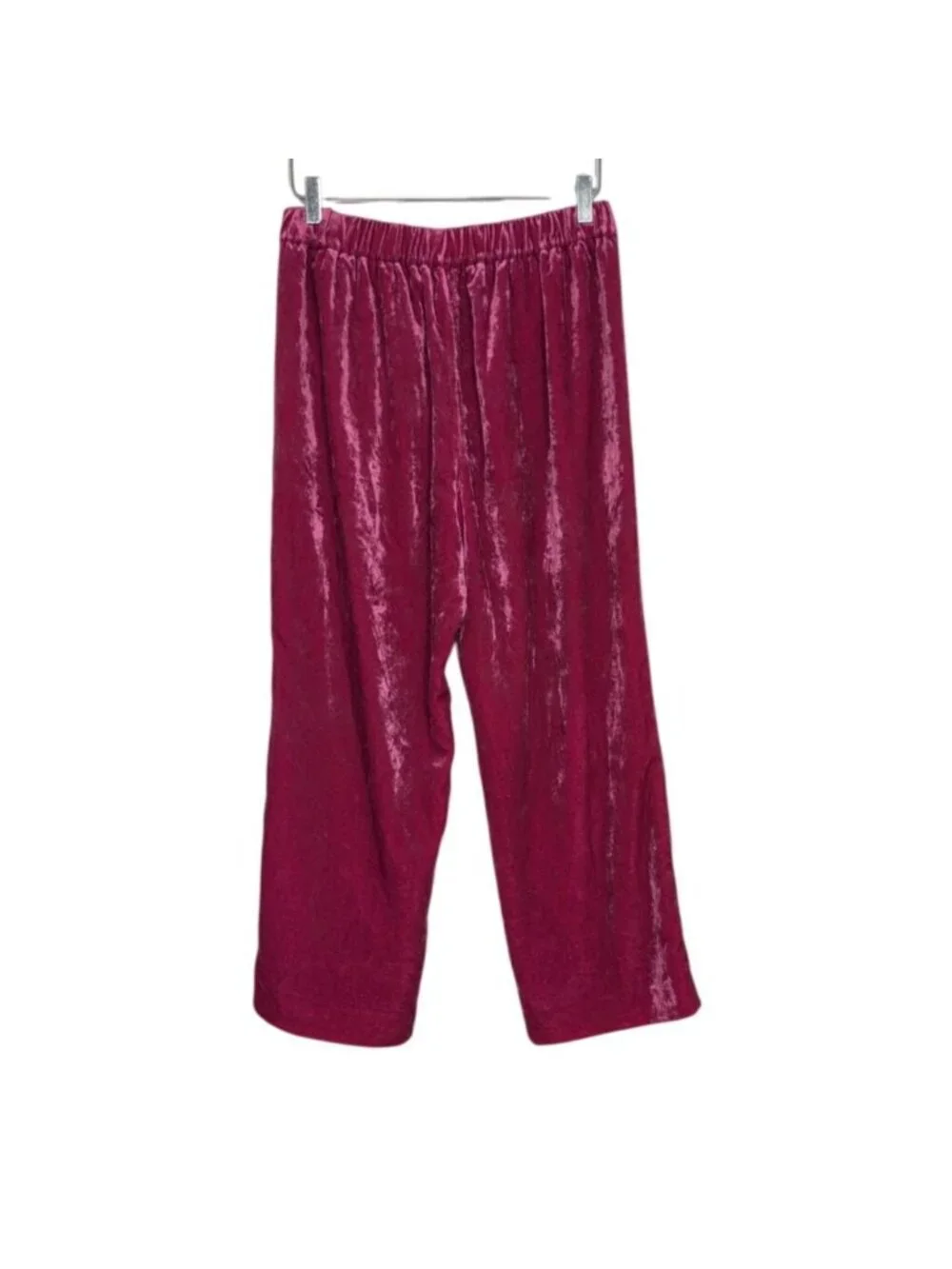 J Crew Velvet Pants Womens Size 8 Magenta Pink Pull On High Waisted Straight Leg